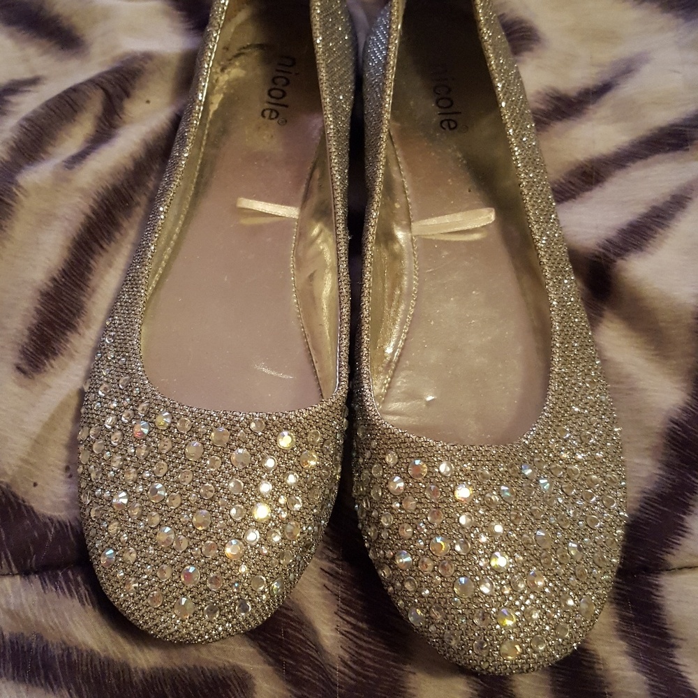 Silver Sparkle Flats